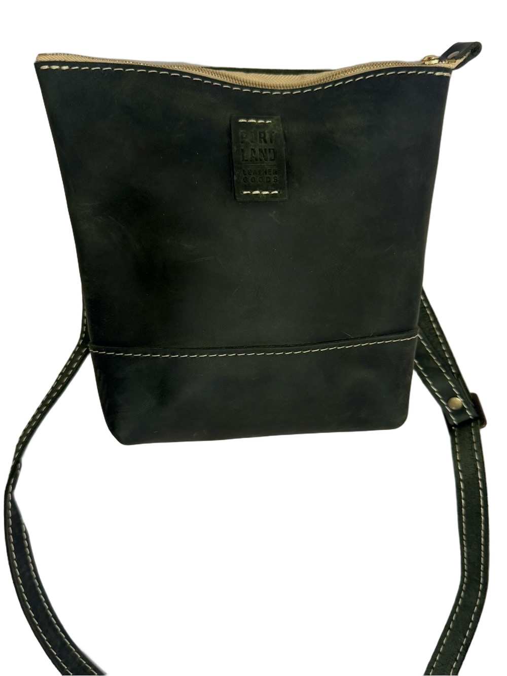 #449 Portland Leather Goods Festival Dark Green Small Leather Crossbody Bag
